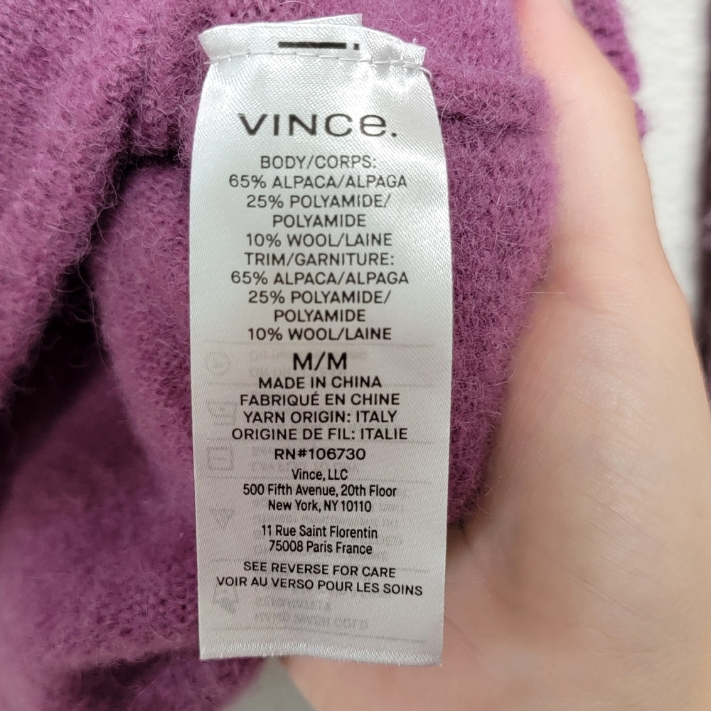 Vince. Brushed Alpaca Blend Vneck Polo Sweater - Picture 6 of 10